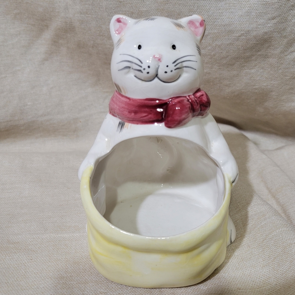 Vintage Ceramic Cat Soap/Dish Sponge, Succulent Planter